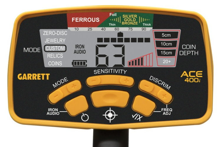 Garrett ACE 400i Metalldetektor Display