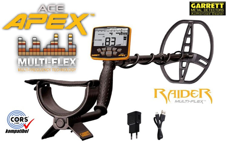 Metalldetektor Garrett APEX mit Raiderspule